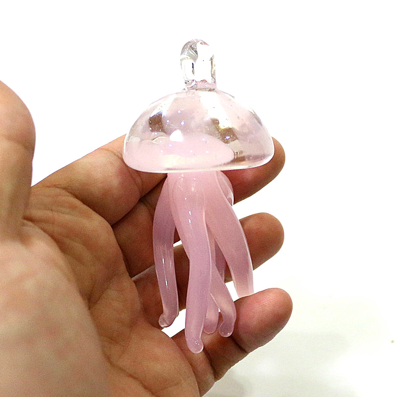 Aquarium And Marine - Pink Jellyfish Glass Pendant Cute Marine