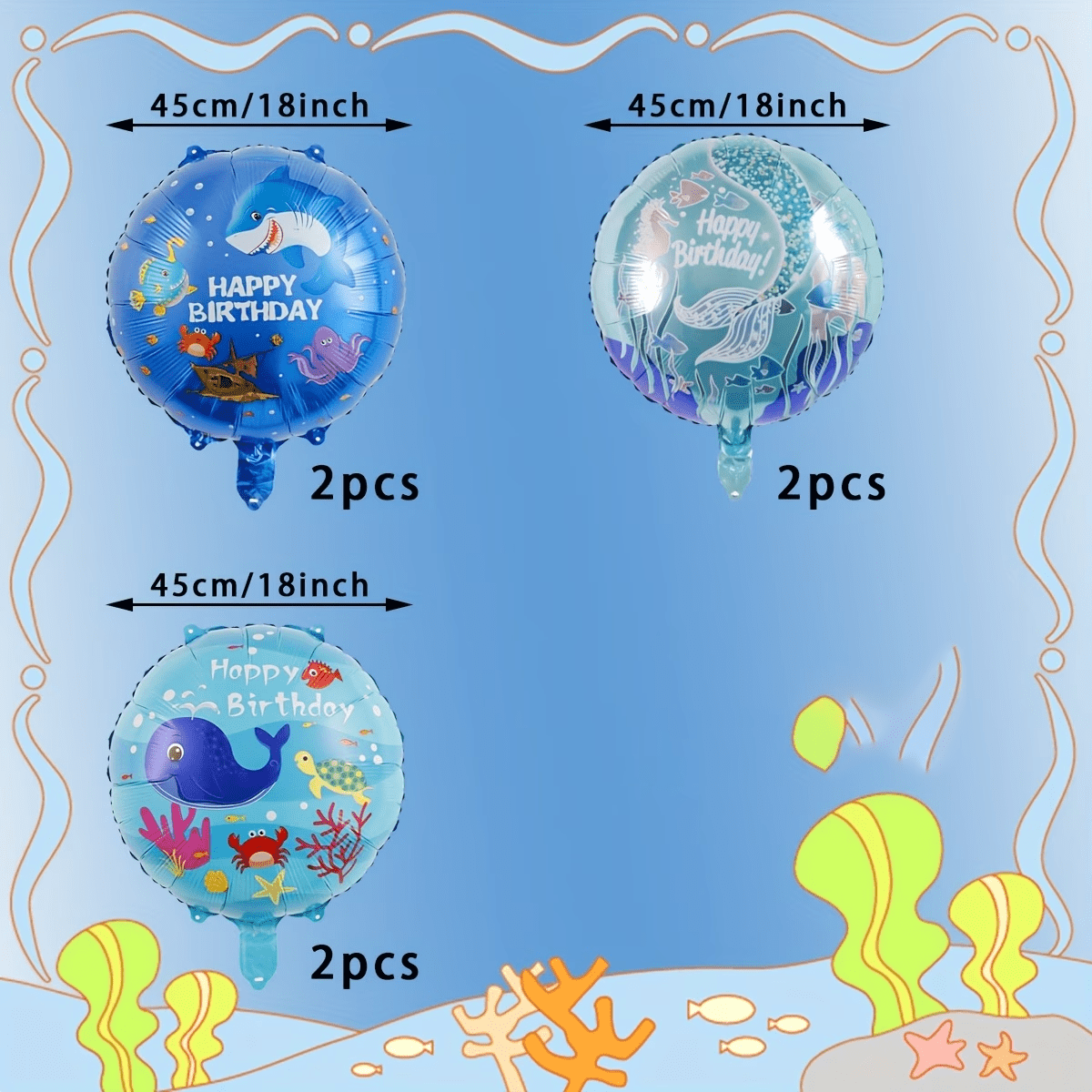 6pcs Ocean Theme Party Balloon - Marine Aquarium Decorations incelemesi ve fiyatı