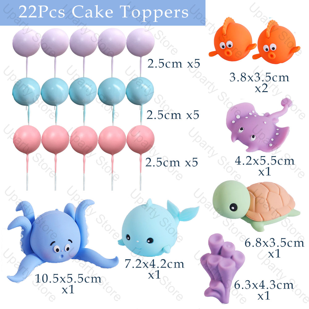 22Pcs Sea Animals Cake Toppers - Marine Aquarium Decorations incelemesi ve fiyatı