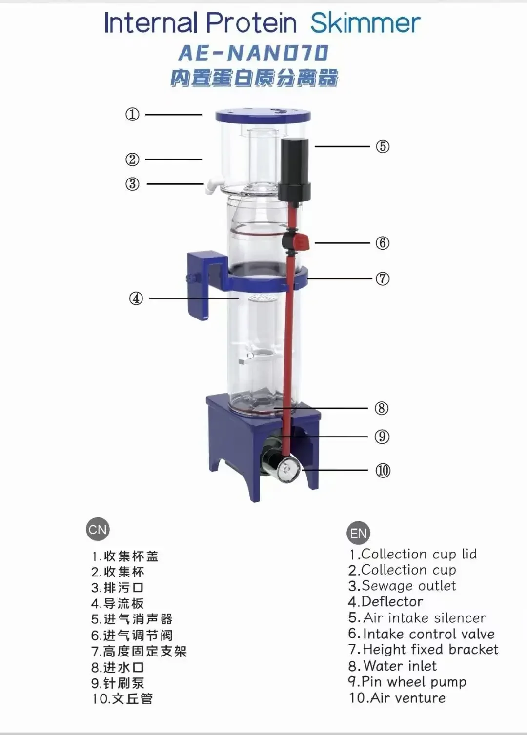 110-240V Aqua Excel Nano 40D 5 - Protein Skimmer Hang On incelemesi ve fiyatı