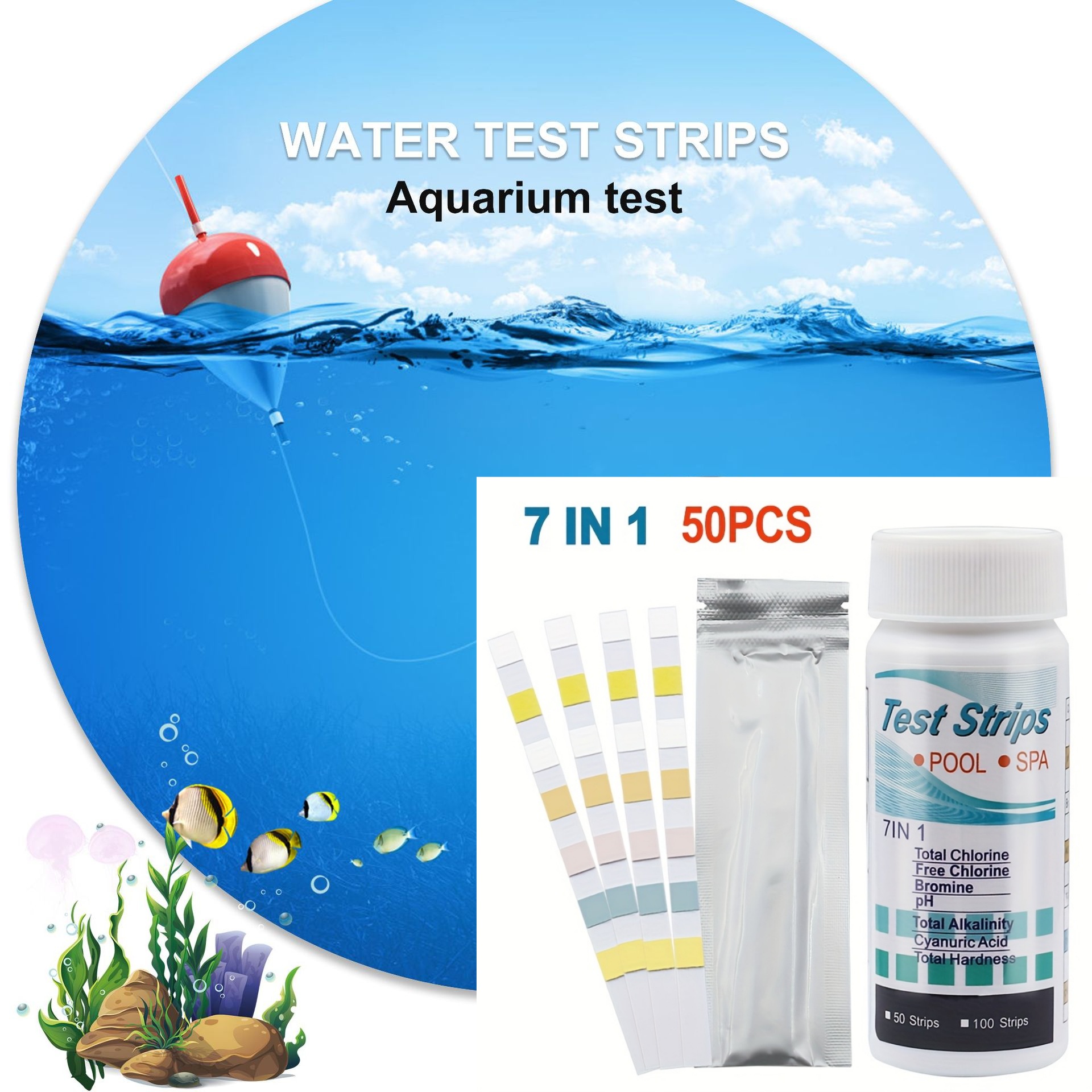 7-in-1 50/100pcs Swimming Pool - Marine Aquarium Water Testing incelemesi ve fiyatı