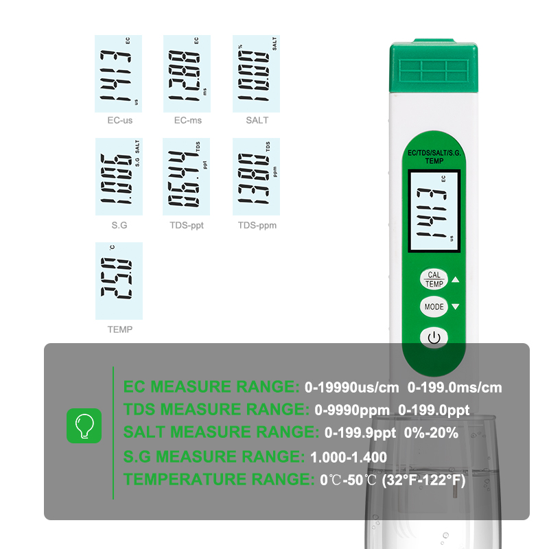 5 in 1 TDS EC SALT S.G TEMP Wa - Marine Aquarium Water Testing incelemesi ve fiyatı