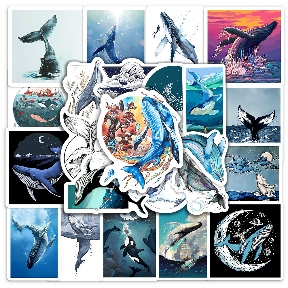 Watercolor Whale Stickers Aest - Marine Aquarium Decorations incelemesi ve fiyatı