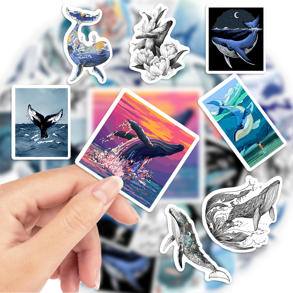 Watercolor Whale Stickers Aest - Marine Aquarium Decorations incelemesi ve fiyatı