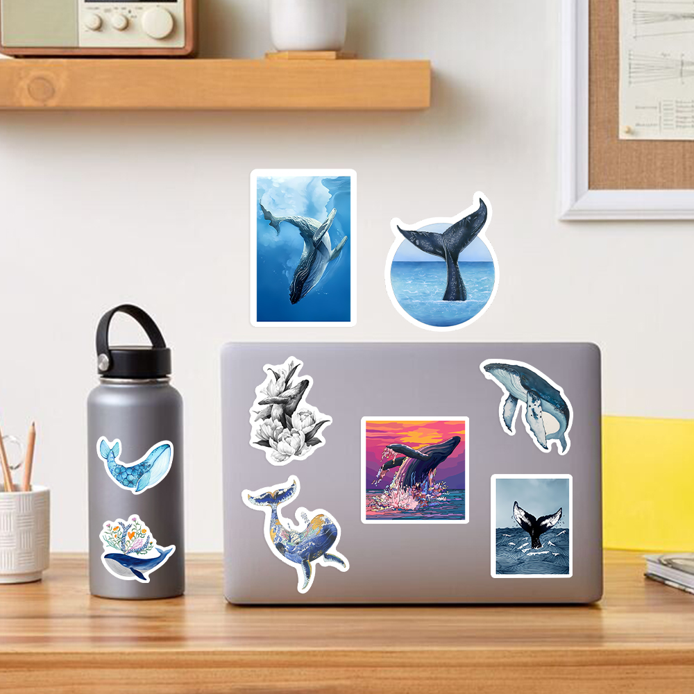 Watercolor Whale Stickers Aest - Marine Aquarium Decorations incelemesi ve fiyatı