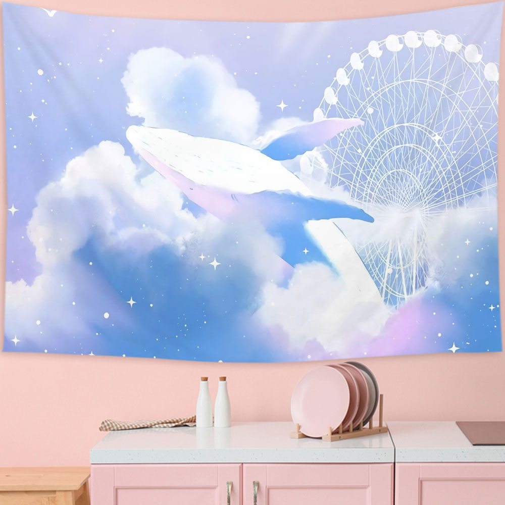 Cartoon Sky Dolphin Tapestry W - Marine Aquarium Decorations incelemesi ve fiyatı