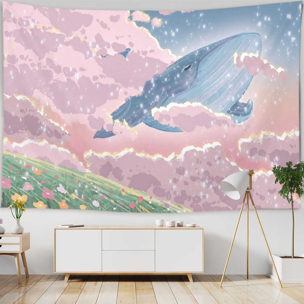 Cartoon Sky Dolphin Tapestry W - Marine Aquarium Decorations incelemesi ve fiyatı