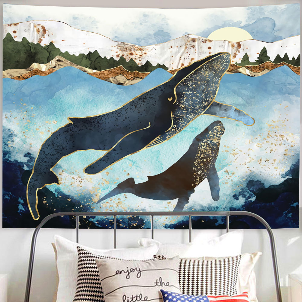 Cartoon Sky Dolphin Tapestry W - Marine Aquarium Decorations incelemesi ve fiyatı