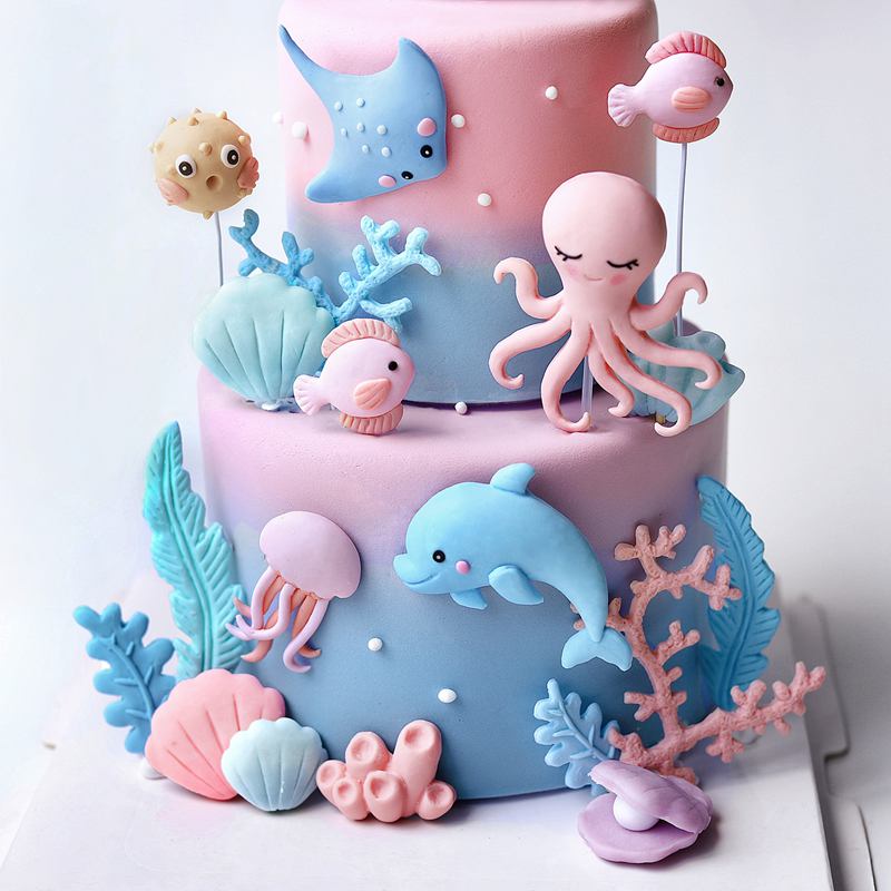 Ocean Octopus Whale Cake Decor - Marine Aquarium Decorations incelemesi ve fiyatı