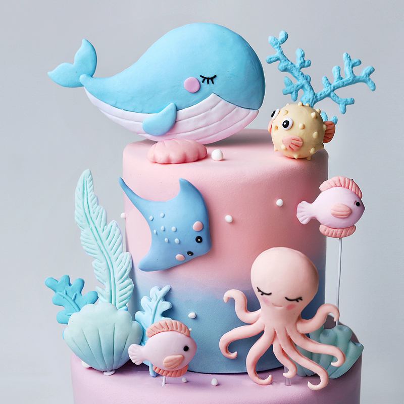 Ocean Octopus Whale Cake Decor - Marine Aquarium Decorations incelemesi ve fiyatı
